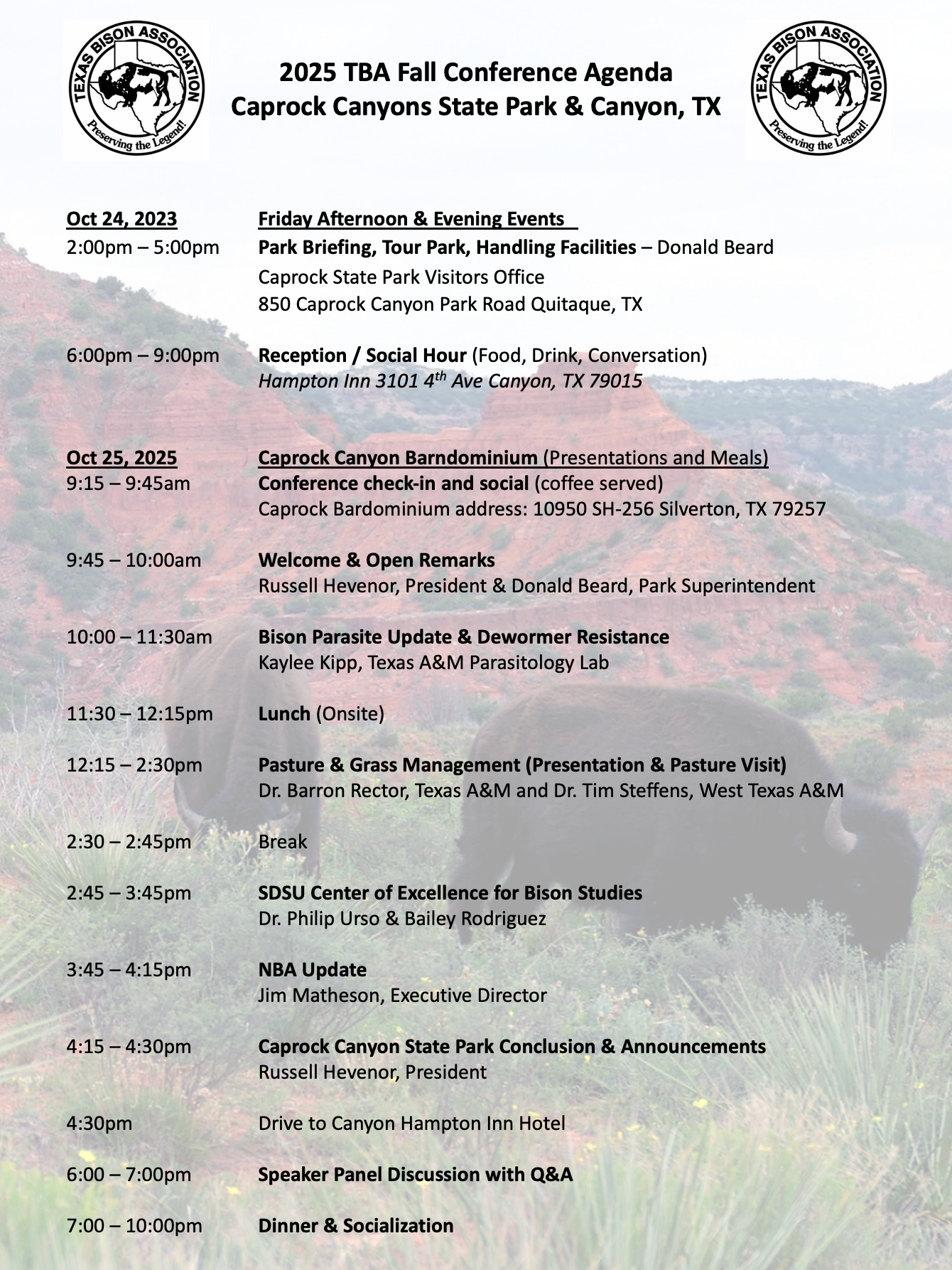 2025 TBA Fall Conference October 24th - 25th